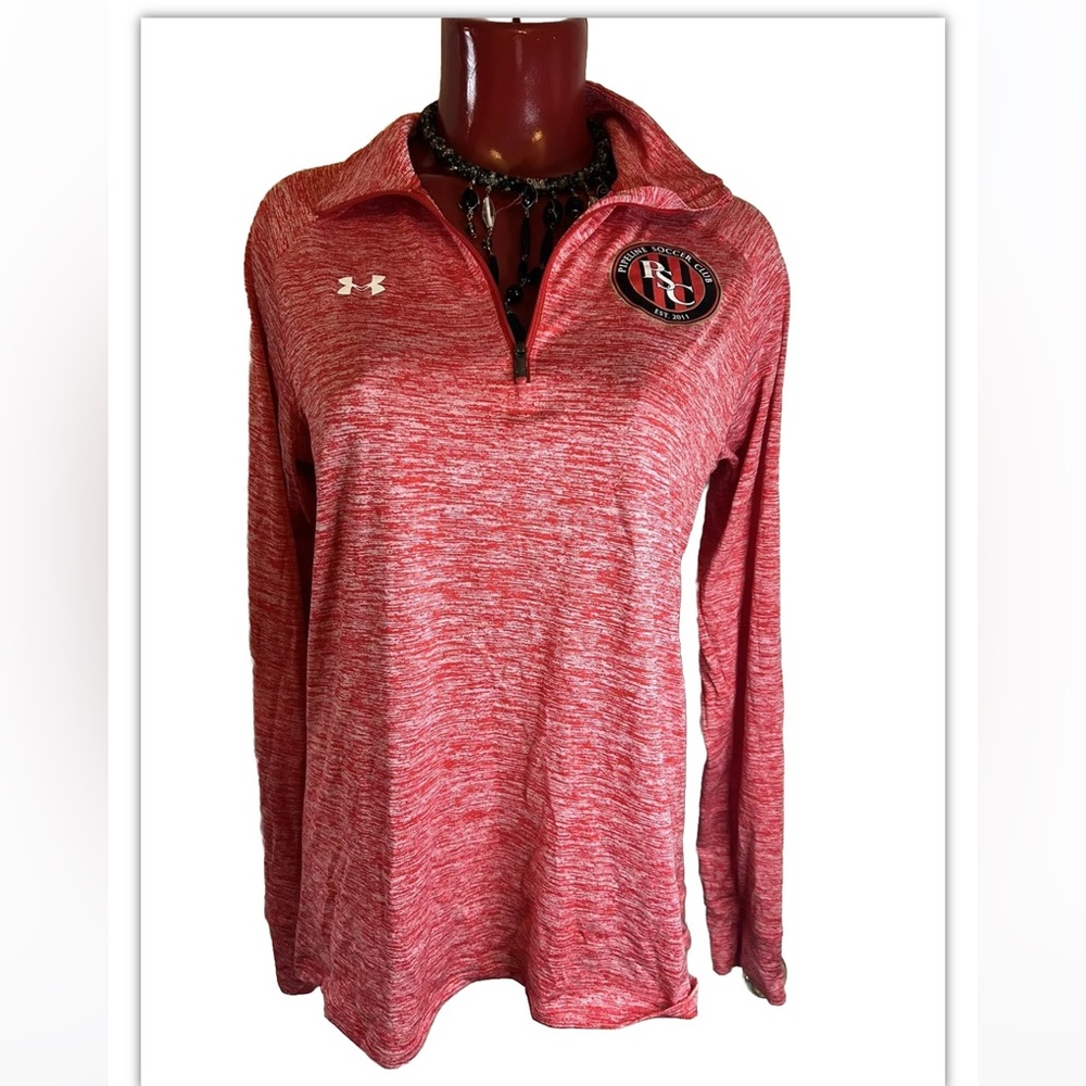 UNDER ARMOUR HEATGEAR LOOSE 1/4 ZIP TOP - SIZE MEDIUM M -PSC TEAM - RED BLEND